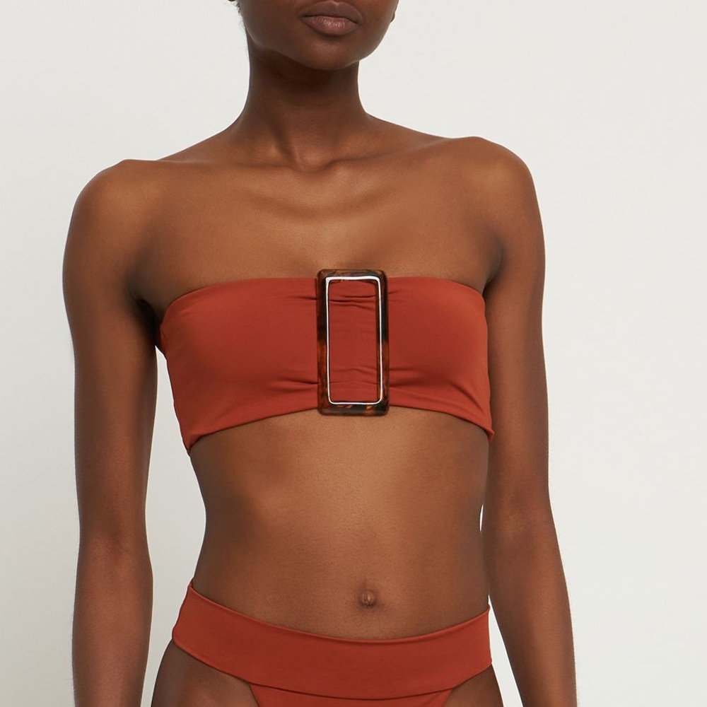 WeWoreWhat Buckle Bandeau Bikini Top